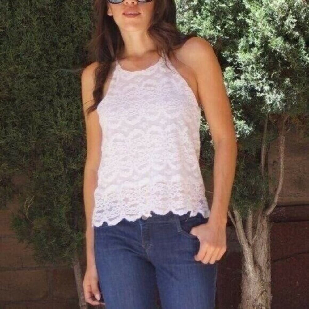 Ivory All Over Lace Romantic Top Small - Picture 3 of 9